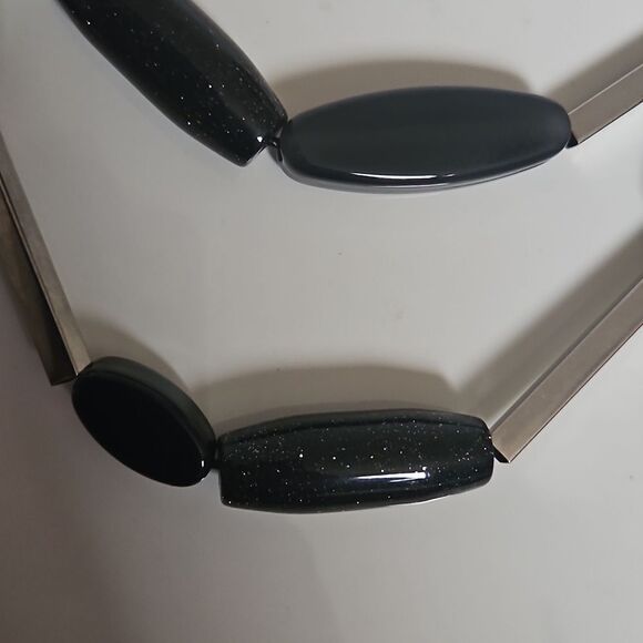 Elegant Black and Silver Layered Choker Necklace - Picture 12 of 16